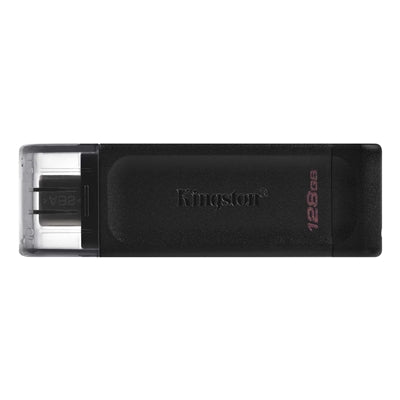 Kingston DT70/128GB DataTraveler 128GB USB Flash Drive, USB 3.2, USB-C, Gen1, 80MB/s, Cap Design, Black, Retail. - IT Supplies Ltd