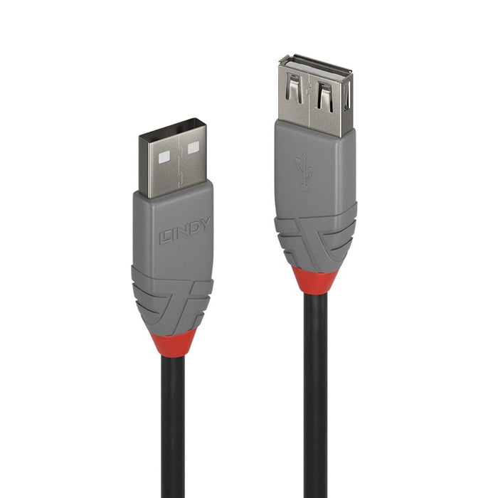 Lindy 36701 USB-A (M) 2.0 To USB-A (F) 2.0 Anthra Line 480Mbps Extension Cable - Black - 0.5m - IT Supplies Ltd