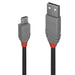 Lindy 36734 USB-A (M) 2.0 To USB Micro-B (M) 2.0 Anthra Line 480Mbps Cable - 3m Black - IT Supplies Ltd