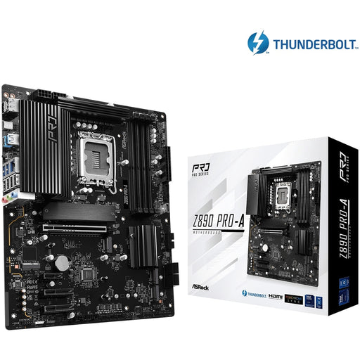 ASRock Z890 PRO-A Intel 1851 Socket Motherboard, ATX, 4x DDR5 Slots, 4x M.2 Sockets, 3x USB-C Port, 2.5GbE LAN, 1x DisplayPort / 1x HDMI / 1x USB-C (USB4) - IT Supplies Ltd