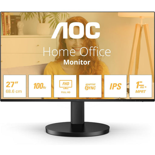 AOC 27B3HA2 27 Inch IPS Monitor, Widescreen, Full HD, VGA, HDMI, 1ms, 100Hz, Internal PSU, Speakers, VESA, Black - IT Supplies Ltd