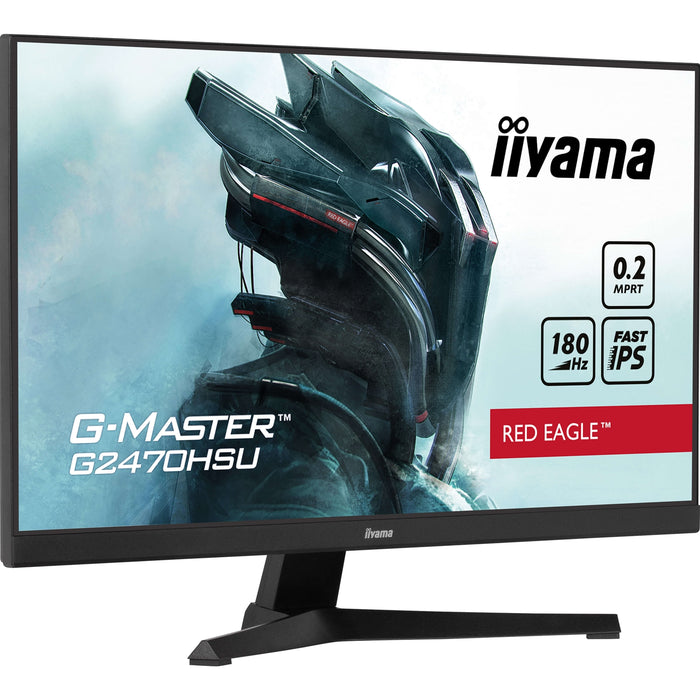 iiyama G-Master Red Eagle 24 Inch Gaming Monitor G2470HSU-B6, Full HD, 180Hz, 0.2ms, FreeSync, HDMI, Display Port, USB Hub, Speakers, Height Adjustable, Pivot, VESA