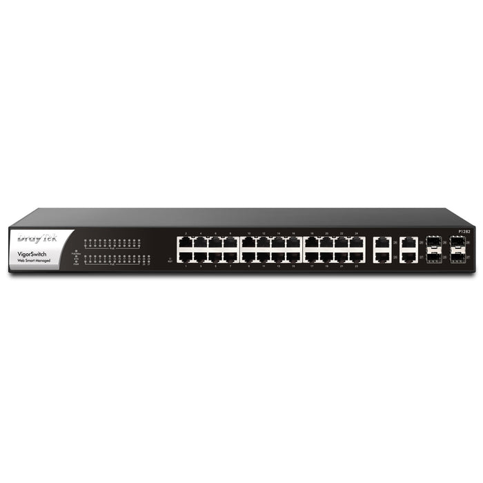 DrayTek VSP1282-K VigorSwitch P1282 24 Port Gigabit POE Smart Managed Switch with 4x 10GbE SFP Ports - IT Supplies Ltd