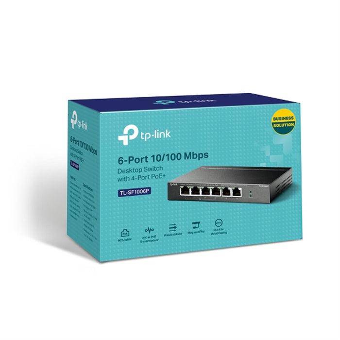 TP-Link TL-SF1006P 6-Port 10/100 Mbps Desktop Switch with 4-Port PoE+ Switch - IT Supplies Ltd