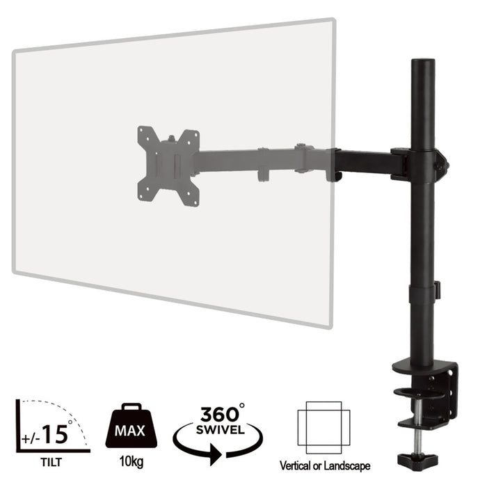 piXL Single Monitor Arm, For Screens Upto 27 inch, Desk Mounted, 180 Degrees Swivel, 15 Degrees Tilt IT Supplies Ltd