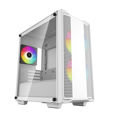 DeepCool CC360 ARGB WH, White, Mini Tower Chassis w/ Tempered Glass Window, 3x 120mm ARGB Fans, USB 3.0, mATX/mITX - IT Supplies Ltd