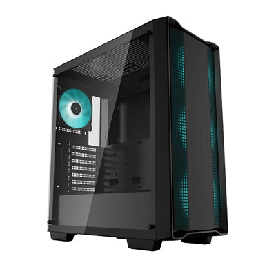 DeepCool CC560 Case, Gaming, Black, Mid Tower, 1 x USB 3.0 / 1 x USB 2.0, Tempered Glass Side Window Panel, DeepCool Blue LED Fans, ATX, Micro ATX, Mini-ITX - IT Supplies Ltd