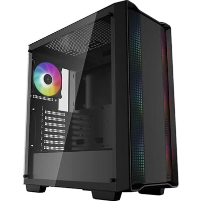 DeepCool CC560 ARGB Case, Gaming, Black, Mid Tower, 1 x USB 3.0 / 1 x USB 2.0, Tempered Glass Side Window Panel, Abundant Airflow Performance, Addressable RGB LED Fans, ATX, Micro ATX, Mini-ITX - IT Supplies Ltd