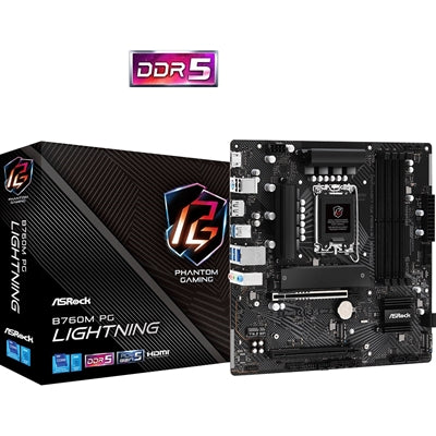 ASRock B760M PG LIGHTNING Motherboard, Intel Socket 1700, Supports 12th/13th Gen, DDR5 - IT Supplies Ltd