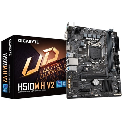 Gigabyte H510M H V2 Motherboard, Intel Socket 1200, Micro ATX, 8-Channel HD Audio, 1 PCIe 3.0 x16, 1 PCIe 3.0 x4 M.2, HDMI 1.4, D-Sub, Smart Fan 5 - IT Supplies Ltd