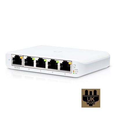 Ubiquiti USW-FLEX-MINI UniFi USW Flex Mini 5 Port Smart Managed POE/USB C Powered Gigabit Network Switch (UK Plug) - IT Supplies Ltd