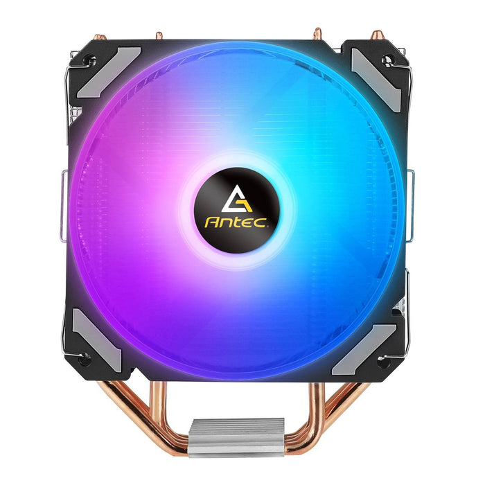 ANTEC A400i Fan CPU Cooler, Universal Socket, 120mm Neon Light Effect Silent RGB PWM Fan, 1800RPM, 4 Direct-Touch Copper Heatpipes, Intel LGA 1700 Bracket Included - IT Supplies Ltd