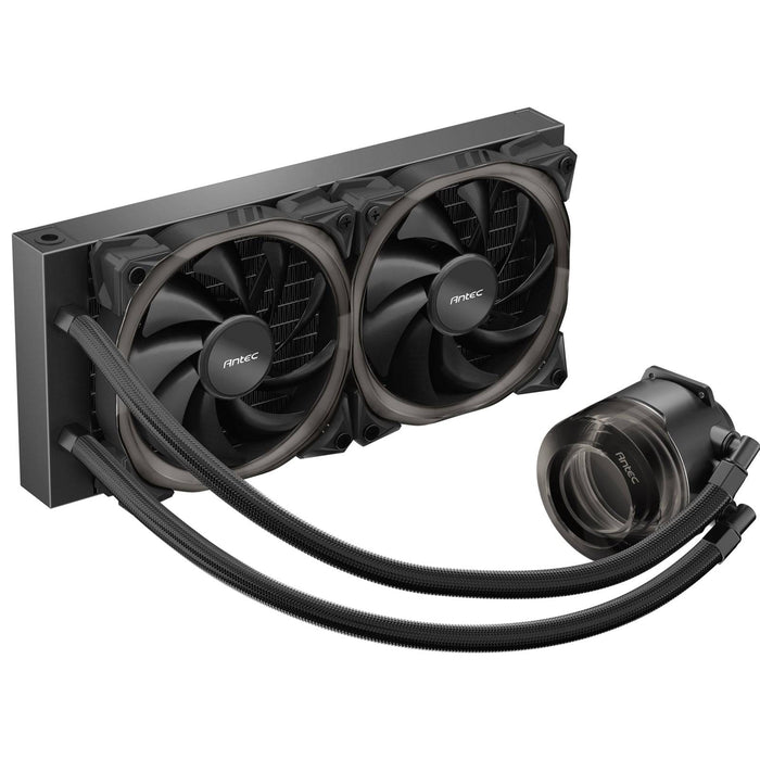 ANTEC Vortex 240 ARGB AiO Liquid CPU Cooler, Universal Socket, 240mm Radiator, PWM 2000RPM Fusion ARGB Cooling Fans, Addressable RGB LED Lighting with Suspended Spiral Pump Head Design - IT Supplies Ltd