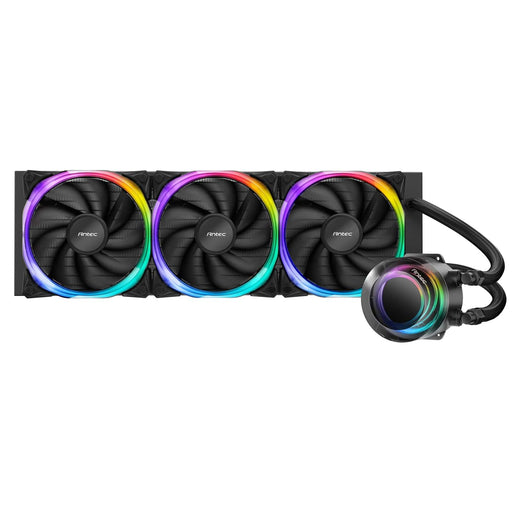 ANTEC Vortex 360 ARGB AiO Liquid CPU Cooler, Universal Socket, 360mm Radiator, PWM 2000RPM Fusion ARGB Cooling Fans, Addressable RGB LED Lighting with Suspended Spiral Pump Head Design - IT Supplies Ltd