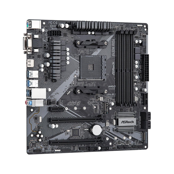 ASRock B450M Pro4 R2.0 AMD Socket AM4 Micro ATX VGA/DVI-D/HDMI DDR4 USB C 3.1 Motherboard - IT Supplies Ltd