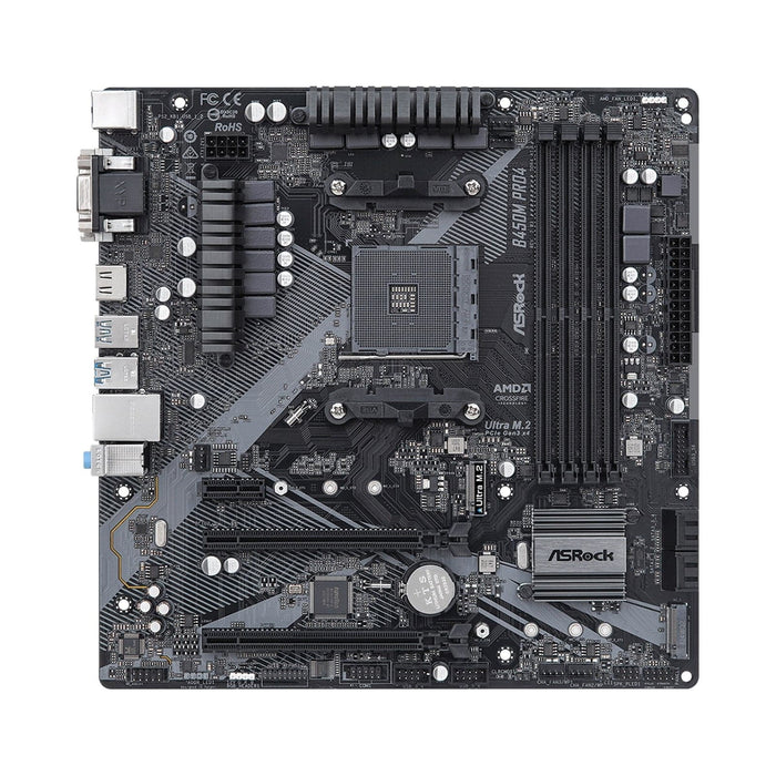 ASRock B450M Pro4 R2.0 AMD Socket AM4 Micro ATX VGA/DVI-D/HDMI DDR4 USB C 3.1 Motherboard - IT Supplies Ltd