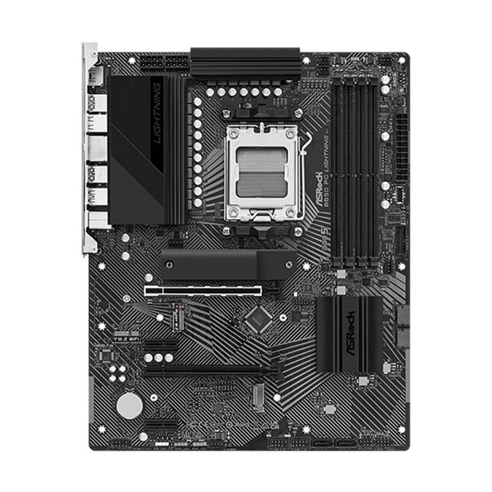 ASRock B650 PG LIGHTNING Motherboard, AM5 Socket 10th Gen, Micro ATX, DDR5, 1x PCIe 4.0 x16, PCI-e gen4x4, PCIe Gen4x3, PCIe Gen5x4, 7.1 Channel Audio, M.2, USB 3.2 Gen2x2, Gigabit LAN, HDMI, VGA - IT Supplies Ltd