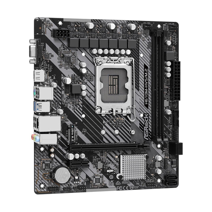 ASRock H610M-HVS/M.2 R2.0 Motherboard, Intel Socket 1700, 12th Gen, Micro ATX, DDR4 3200MHz, 1x PCIe 4.0 x16, 1x PCI-e 3.0 x1, 7.1 Channel Audio, Ultra M.2, USB 3.2 Gen1, Gigabit LAN, HDMI, VGA - IT Supplies Ltd