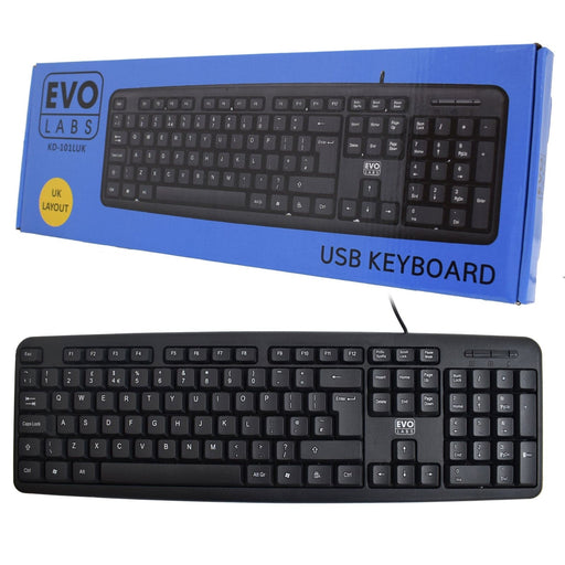 Evo Labs KD-101LUK Wired Qwerty Keyboard USB Plug and Play - IT Supplies Ltd