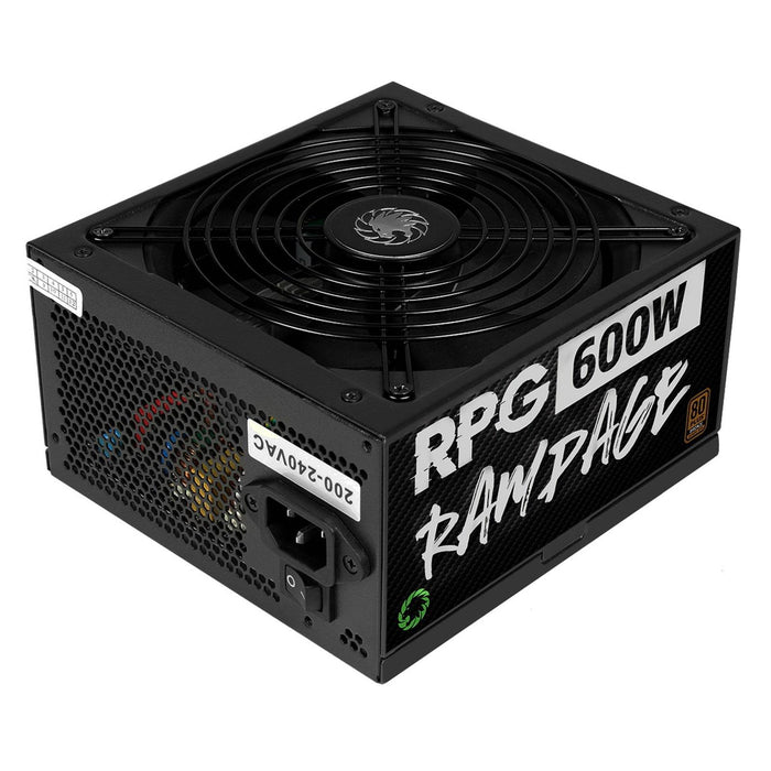 GAMEMAX RPG Rampage 600W PSU, 140mm Ultra Silent Fan, 80 PLUS Bronze, Non Modular, Flat Black Cables, Japanese TK Main Capacitor Fitted - IT Supplies Ltd