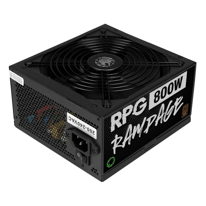 GAMEMAX RPG Rampage 800W PSU, 140mm Ultra Silent Fan, 80 PLUS Bronze, Non Modular, Flat Black Cables, Japanese TK Main Capacitor Fitted - IT Supplies Ltd