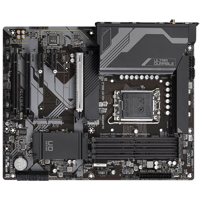 GIGABYTE Z790 UD AX Intel Z790 Chipset (Socket 1700) ATX Motherboard, Intel Z790, S 1700, DDR5, PCIe 5.0, SATA3, 3x M.2, 2.5GbE, WiFi 6E/BT, USB 3.2 Gen 2x2, ATX - IT Supplies Ltd