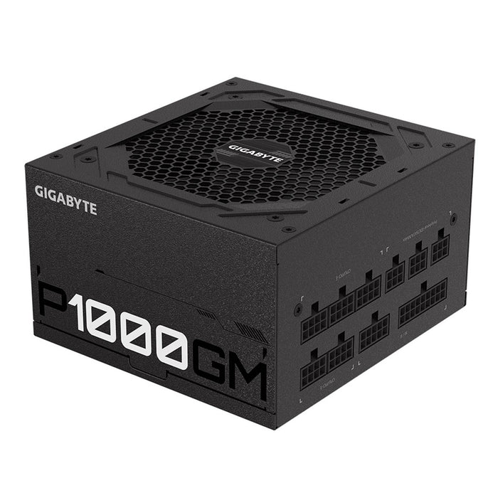 Gigabyte P1000GM 1000W PSU, 120mm Smart Hydraulic Bearing Fan, 80 PLUS Gold, Fully Modular, UK Plug, High-Quality Japanese Capacitors, Powerful Single +12V Rail - IT Supplies Ltd