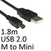 USB 2.0 A (M) to USB 2.0 Mini B (M) 1.8m Black OEM Data Cable - IT Supplies Ltd