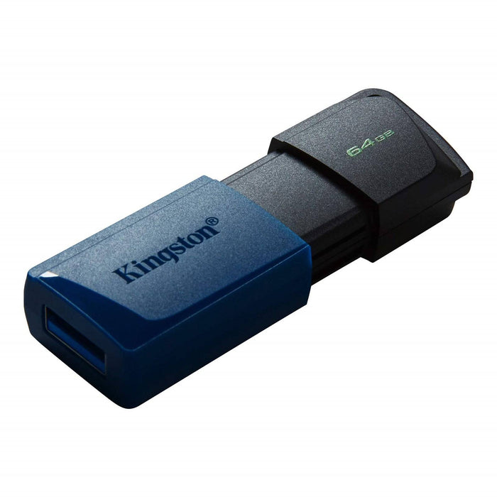 Kingston DataTraveler ExodiaM DTXM/64GB USB Flash Drive, 64GB, USB 3.2, Blue / Black, Moving Cap Design - IT Supplies Ltd