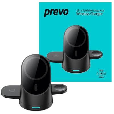 Prevo 3-in-1 25W Magnetic Wireless Charging Station for Smartphones, Smartwatches & Wireless Earbuds - IT Supplies Ltd