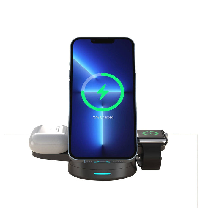 Prevo 3-in-1 25W Magnetic Wireless Charging Station for Smartphones, Smartwatches & Wireless Earbuds - IT Supplies Ltd