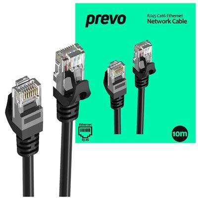 Prevo CAT6-BLK-10M Network Cable, RJ45 (M) to RJ45 (M), CAT6, 10m, Black - IT Supplies Ltd