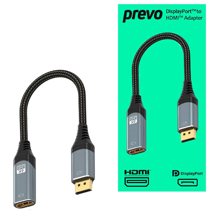 Prevo DPM-HDMIF-ADA Display Converter Adapter, DisplayPort (M) to HDMI (F), 0.2m, Black & Silver, DisplayPort 1.4 & HDMI 2.0 - IT Supplies Ltd