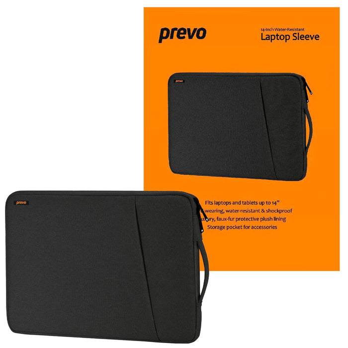 Prevo 14 Inch Laptop Sleeve, Side Pocket, Cushioned Lining, Black - IT Supplies Ltd