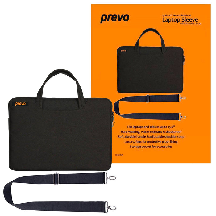 Prevo 15.6 Inch Laptop Bag, Cushioned Lining with Shoulder Strap, Black - IT Supplies Ltd