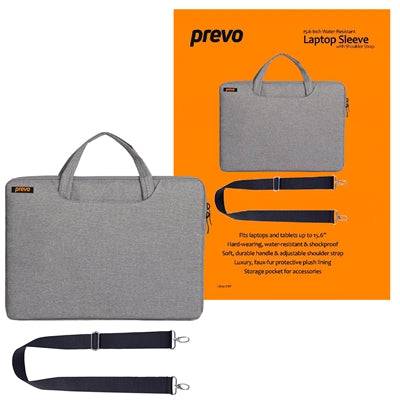 Prevo 15.6 Inch Laptop Bag, Cushioned Lining, With Shoulder Strap, Light Grey - IT Supplies Ltd