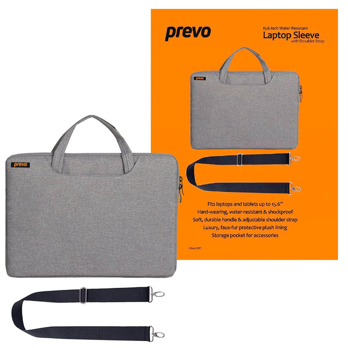 Prevo 15.6 Inch Laptop Bag, Cushioned Lining, With Shoulder Strap, Light Grey - IT Supplies Ltd