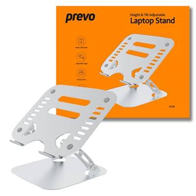 PREVO Aluminium Alloy Laptop Stand, Fit Devices from 11 to 17 Inches, Non-Slip Silicone, Height and Angle Adjustable - IT Supplies Ltd