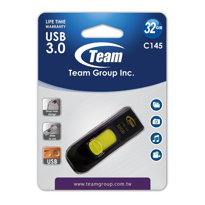 Team C145 32GB USB 3.0 Yellow USB Flash Drive - IT Supplies Ltd