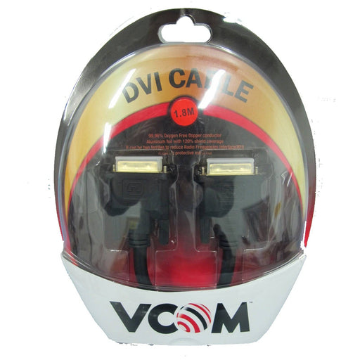 VCOM DVI-D (M) to DVI-D (M) 1.8m Black Retail Packaged Display Cable - IT Supplies Ltd